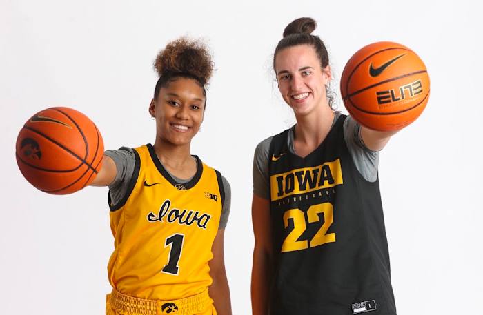 Aaliyah Guyton (1) and Caitlin Clark. (UI)